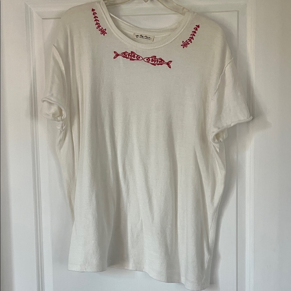 We The Free White Tee with Red Embroidery